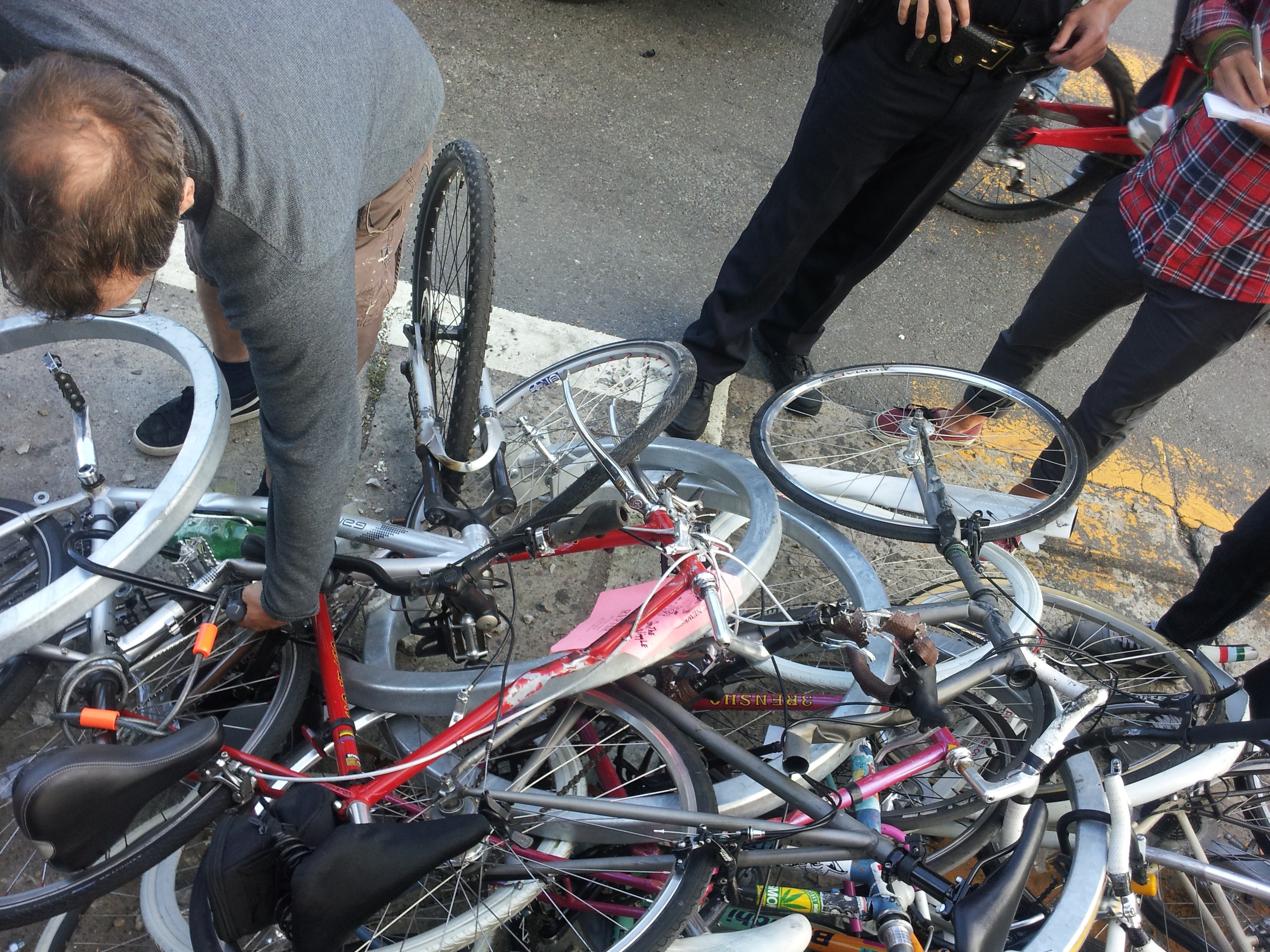 Car Plows Through Zeitgeist's Bike Rack, Multiple Fixies Injuried ...